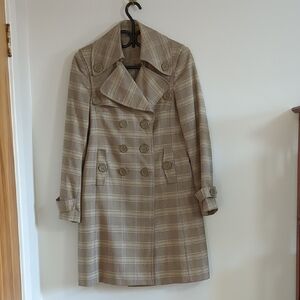 🇬🇧 Plaid Double-Breasted Women's Coat - Size 8